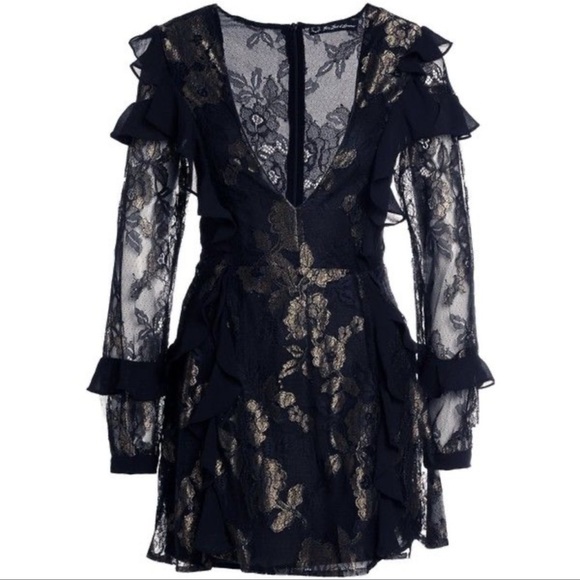 For Love and Lemons dress bumble long sleeve ruffle - Picture 2 of 11